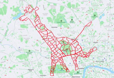 Strava art giraffe